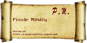 Piszár Mihály névjegykártya